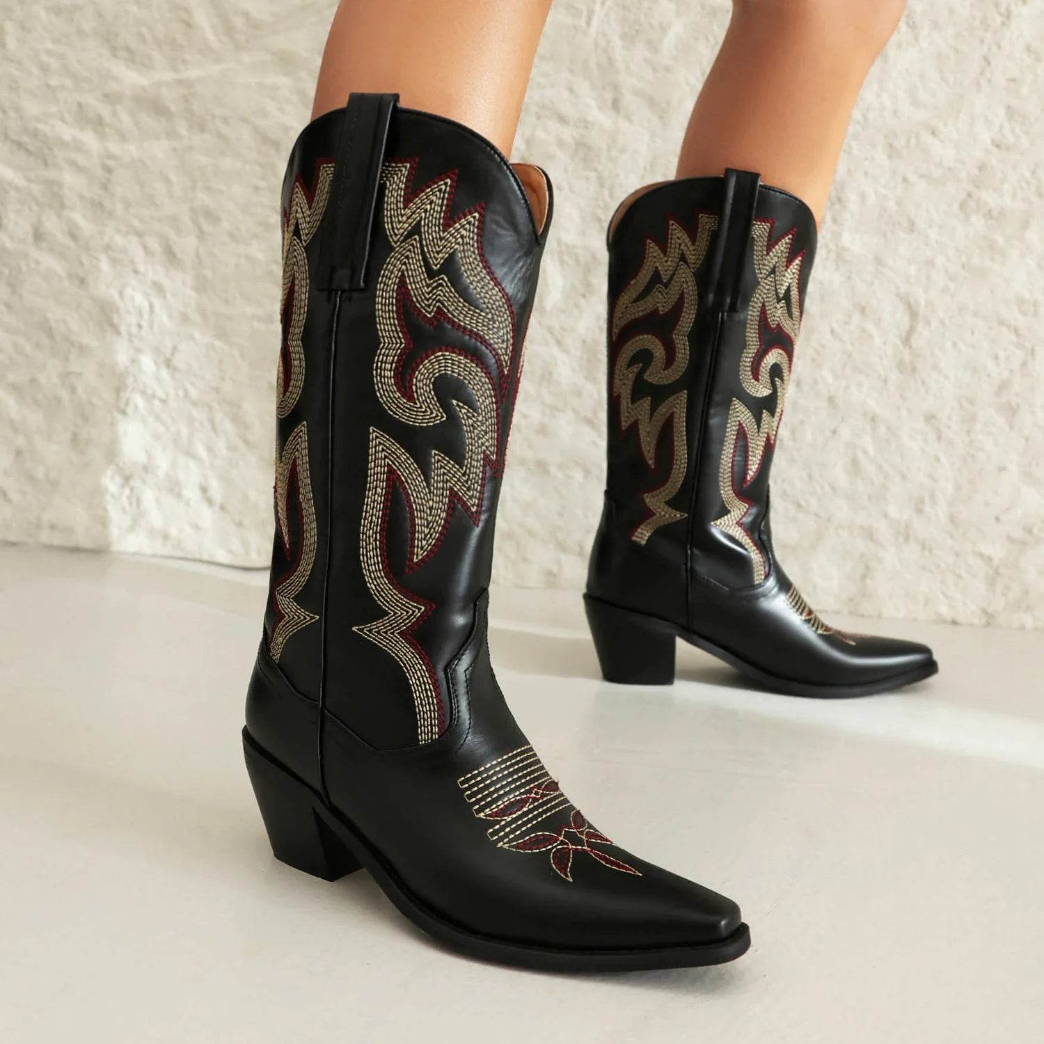 Buy Center Women’s Embroidered Cowgirl Boots - Knee High Fashion Style - Buy Center UK