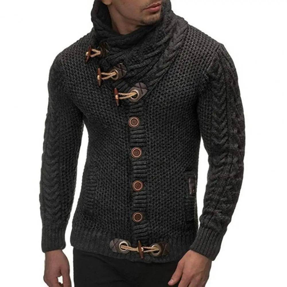 Vintage Turtleneck Cardigan Sweater - Slim Fit, Long Sleeve Men’s Knitwear - Buy Center UK
