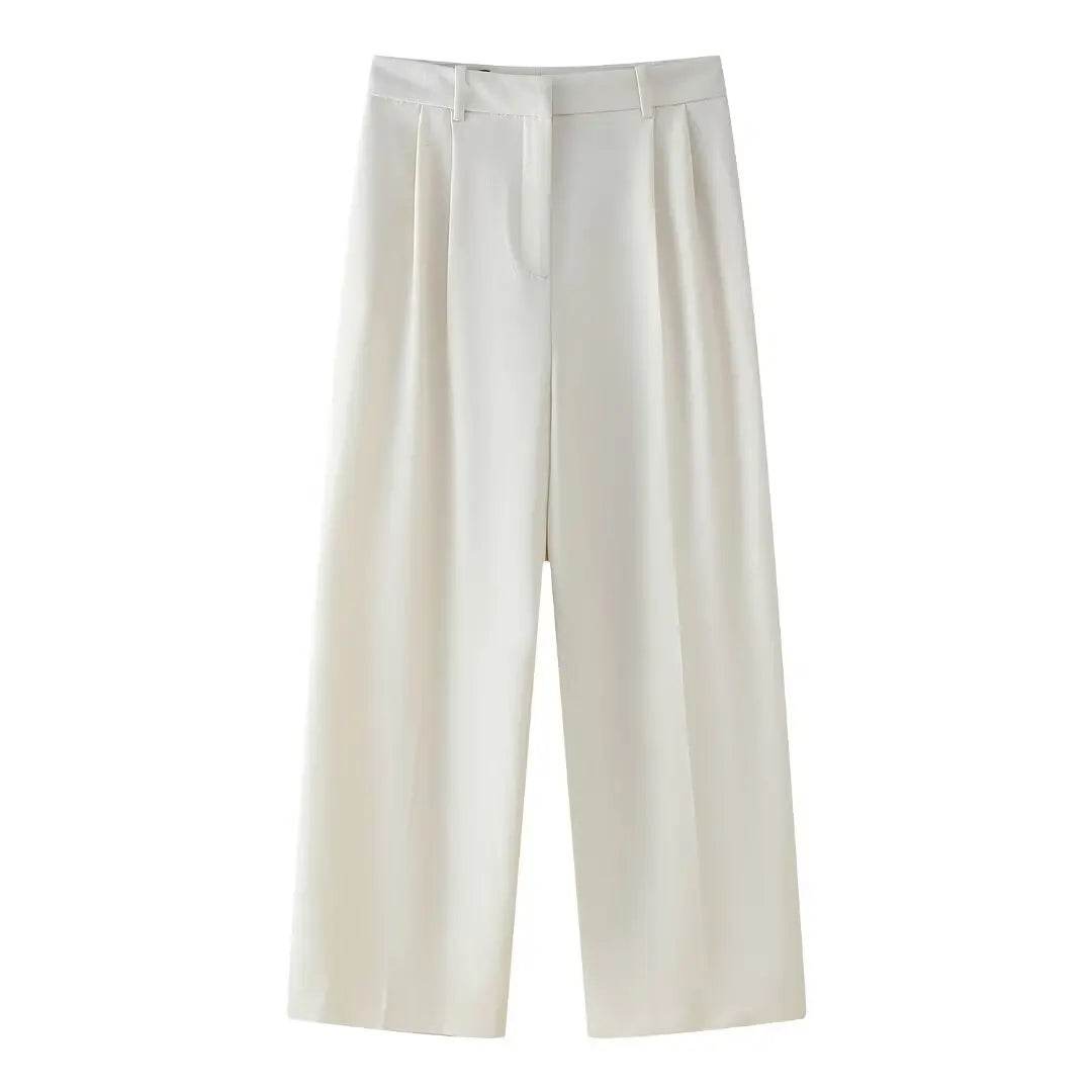 2024 Elegant Sleeveless Blazer & Wide Pants Set - V-Neck Style - Buy Center UK