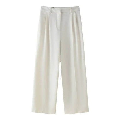 2024 Elegant Sleeveless Blazer & Wide Pants Set - V-Neck Style - Buy Center UK