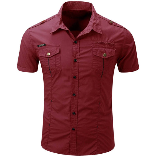 Buy Center Men's Cotton Military Tactical Shirt - Short Sleeve Summer Style - Buy Center UK
