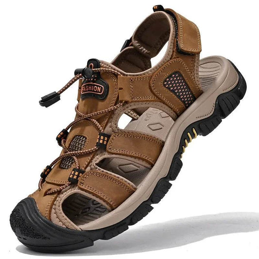Buy Center Men's Cow Leather Sandals - Breathable Slip-On for Summer - Buy Center UK