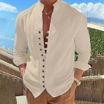 Buy Center Men’s Long Sleeve Casual Shirt - Solid Color, Loose Fit - Buy Center UK
