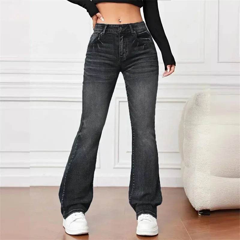 Buy Center Women's Casual Micro Flares Jeans - Vintage Mid Waist - Buy Center UK