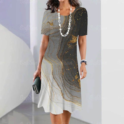 2024 Women's Plus Size Midi Dress - Elegant Graphic Print & Comfort - Buy Center UK