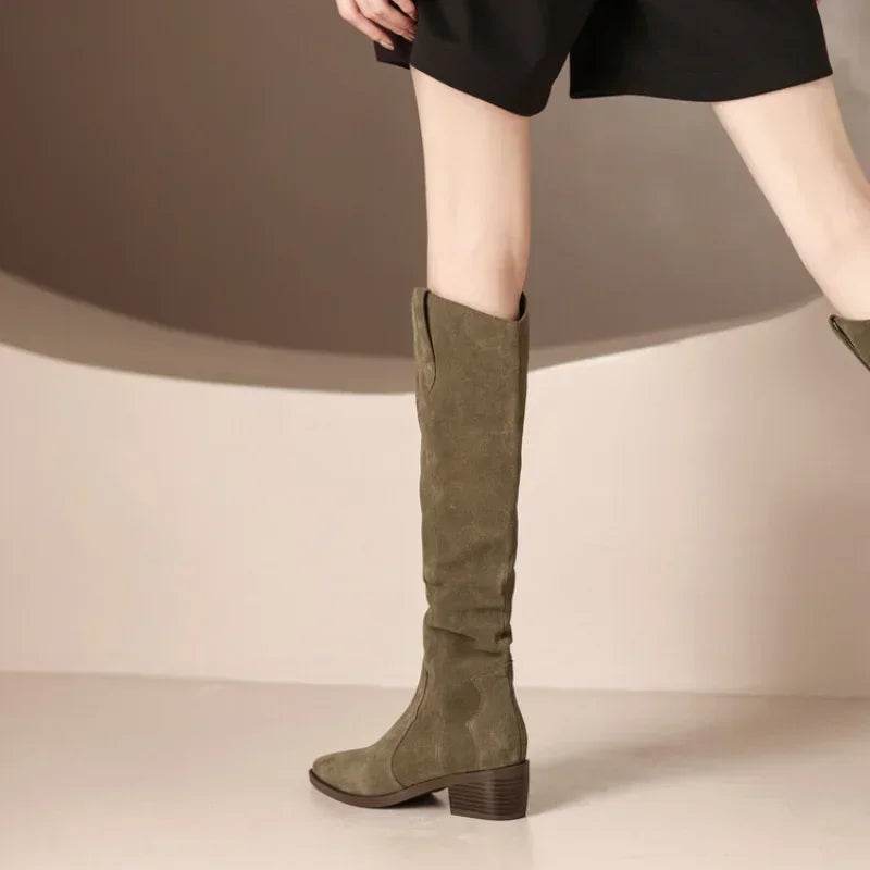 Buy Center Women's Vintage Knee-High Boots - Elegant Slim Fit Style - Buy Center UK