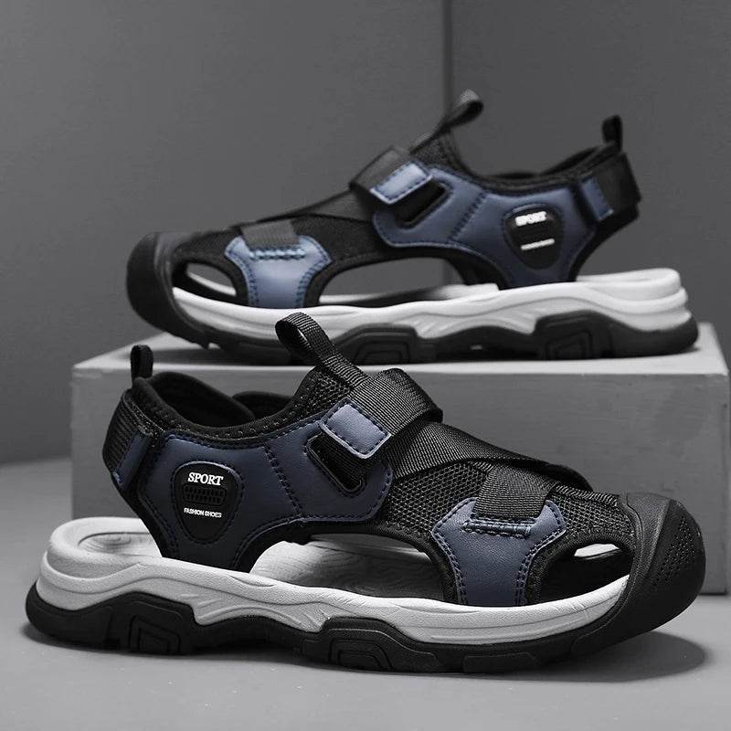 Buy Center Men's Genuine Leather Sandals - Casual Beach Shoes - Buy Center UK