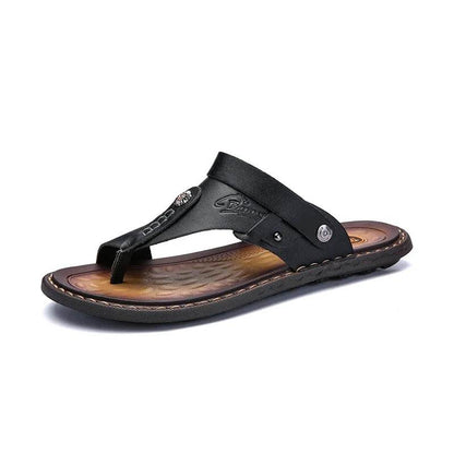 DUDELI Men's Genuine Leather Sandals - Comfortable Slip-On Summer Shoes - Buy Center UK