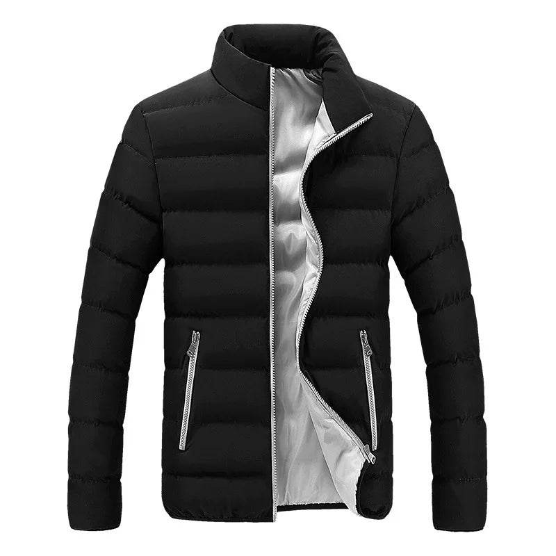 2024 Men's Black Cotton Padded Jacket - Warm & Casual Sportswear - Buy Center UK