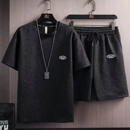 Trendy Summer Suit for Men - Casual Short Sleeve T-Shirt & Pants - Buy Center UK