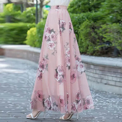 Elegant Floral Chiffon Skirt - Ankle Length for Spring & Summer - Buy Center UK