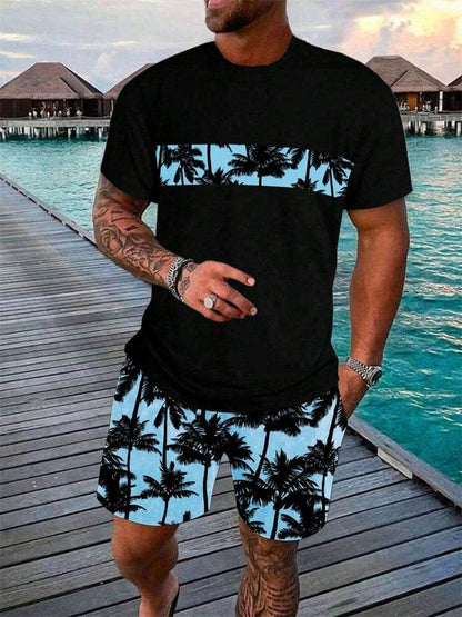 Buy Center Men's Hawaiian Coconut Print Suit - Trendy Summer Outfit - Buy Center UK