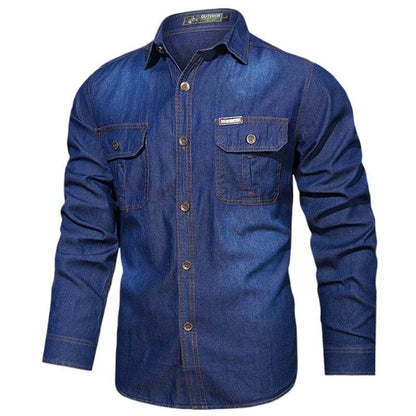 Buy Center Plus Size 5XL Loose Denim Shirt - High Quality, Cotton Comfort - Buy Center UK