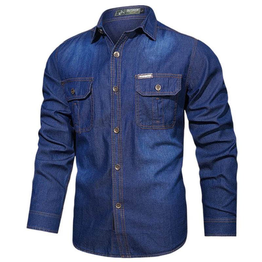 Buy Center Plus Size 5XL Loose Denim Shirt - High Quality, Cotton Comfort - Buy Center UK