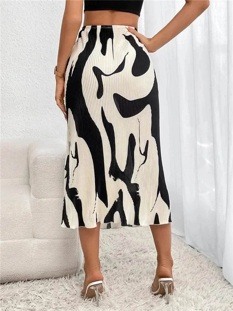 Buy Center Women's Pleated Midi Skirt - Autumn Fashion, High Waist - Buy Center UK