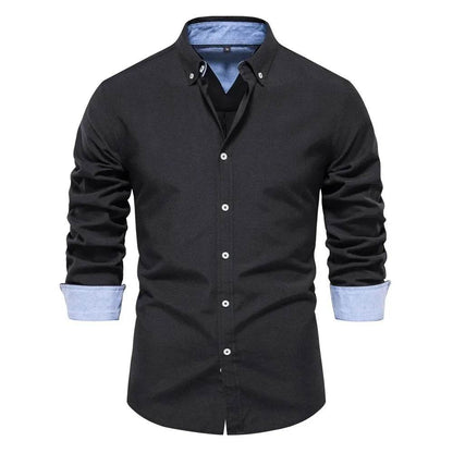 AIOPESON Men's Oxford Shirt - Cotton Blend, Long Sleeve & Casual Style - Buy Center UK