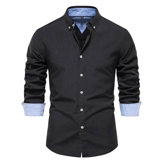 AIOPESON Men's Oxford Shirt - Cotton Blend, Long Sleeve & Casual Style - Buy Center UK