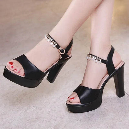 Elegant White Pearl Wedding Shoes - Women’s High Heels Sandals - Buy Center UK