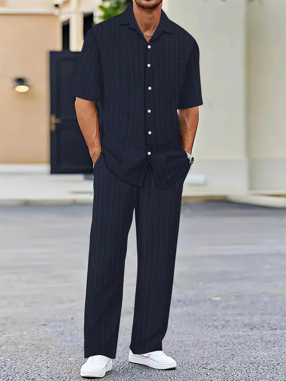 Buy Center Men's Summer Shirt and Pants Set - Classic Casual Style - Buy Center UK