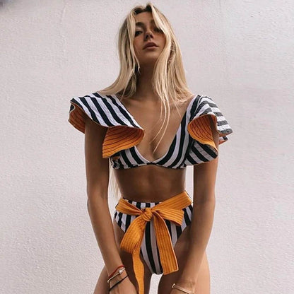 Buy Center 2025 Print High Waist Bikini - Push Up, Backless Design - Buy Center UK
