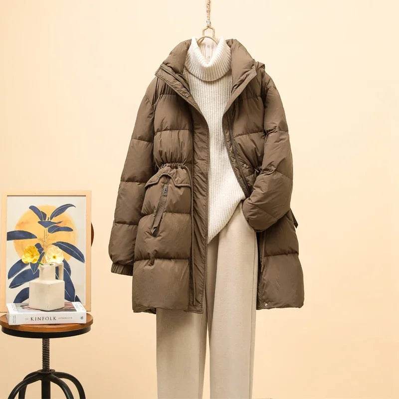 Buy Center Women's White Duck Down Puffer Jacket - Slim Fit & Hooded - Buy Center UK