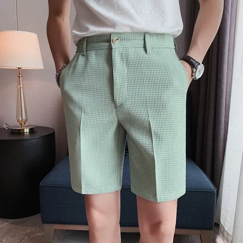 Buy Center Men's Casual Shorts - Solid Color Walf Checks Summer Style - Buy Center UK