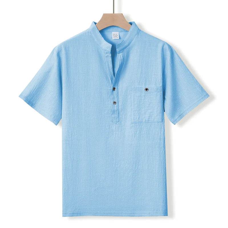 Buy Center Men's Stand Up Collar T-Shirt - Breathable Cotton Polo - Buy Center UK