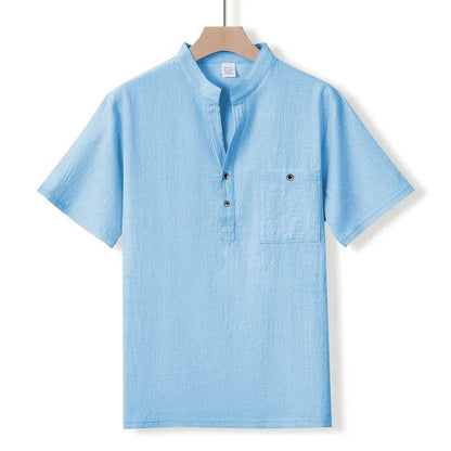 Buy Center Men's Stand Up Collar T-Shirt - Breathable Cotton Polo - Buy Center UK