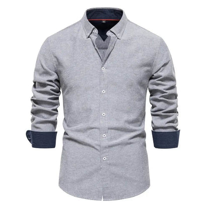 AIOPESON Men's Oxford Shirt - Cotton Blend, Long Sleeve & Casual Style - Buy Center UK