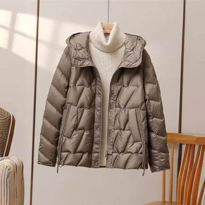Buy Center Women's Lightweight Down Jacket - Stylish Hooded Puffer Coat - Buy Center UK