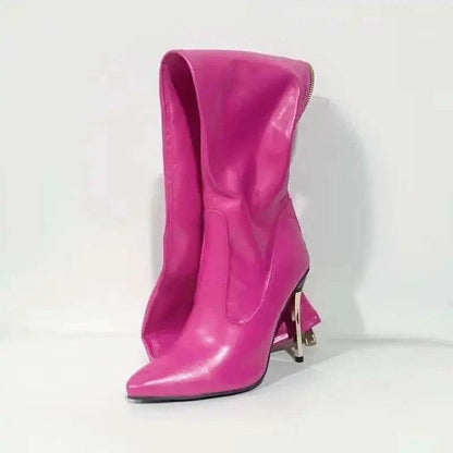 Buy Center Red Over The Knee High Heel Boots - Stiletto & Zip Closure - Buy Center UK