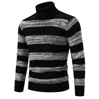 Buy Center High Neck Stripe Sweater - Slim Fit Long Sleeve Pullover - Buy Center UK