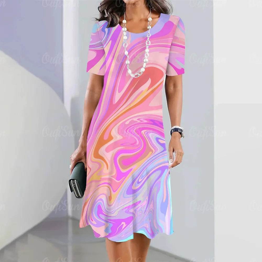 2024 Vintage Women's Striped Dress - Casual Short Sleeve Elegance - Buy Center UK