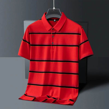 Buy Center Summer Men's Polo Shirt - Breathable Cotton, Striped Design - Buy Center UK