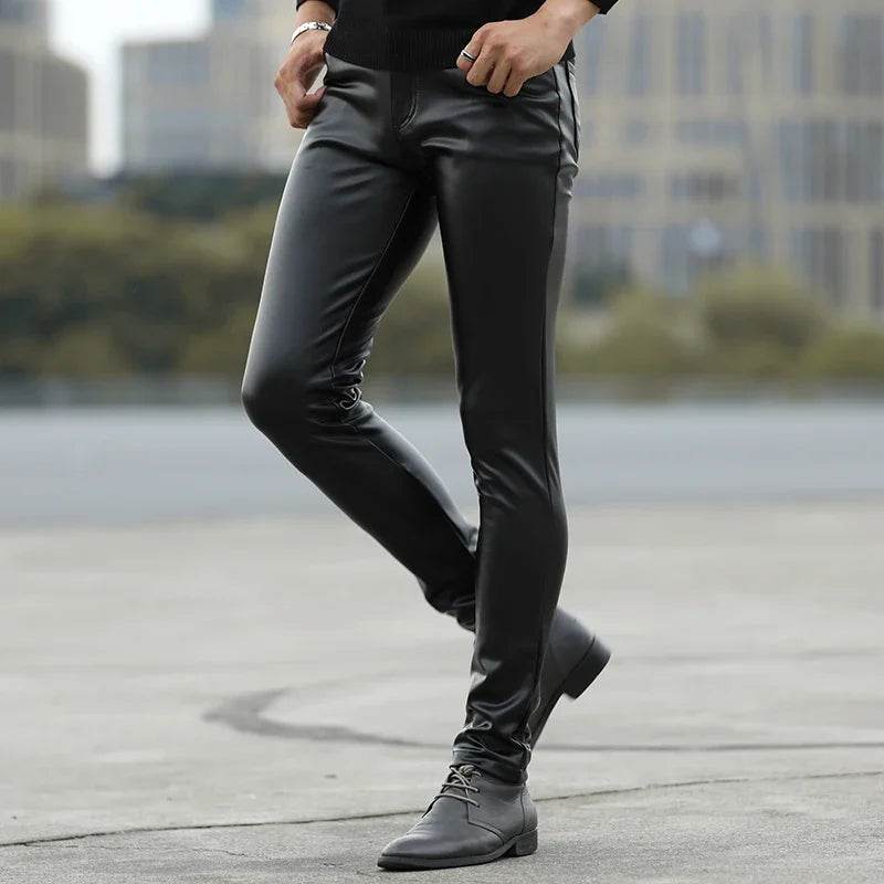HOO 2025 Autumn Skinny PU Leather Pants - Trendy High Fashion Fit - Buy Center UK