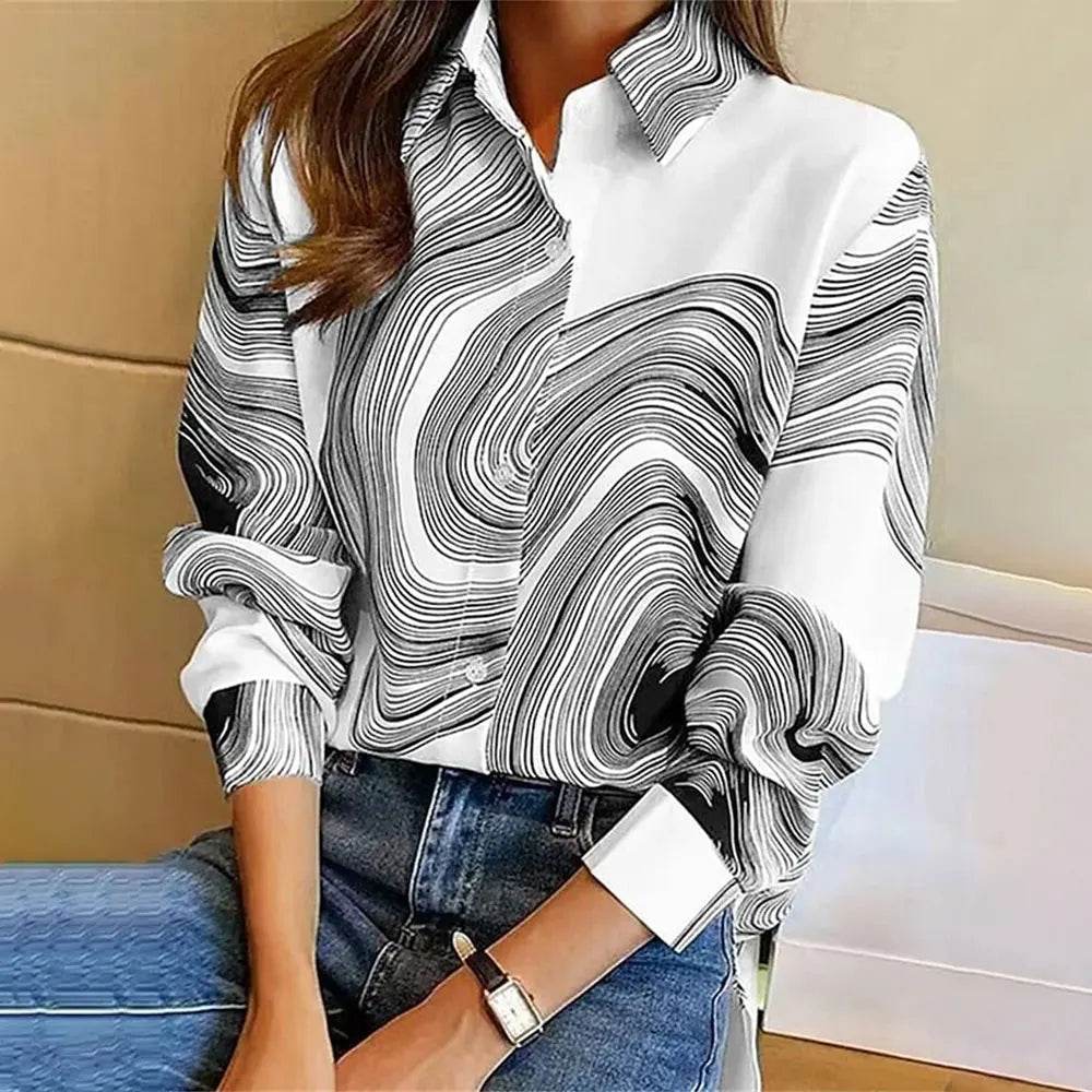 Buy Center Women's Long Sleeve Floral Blouse - Plus Size Office Chic - Buy Center UK