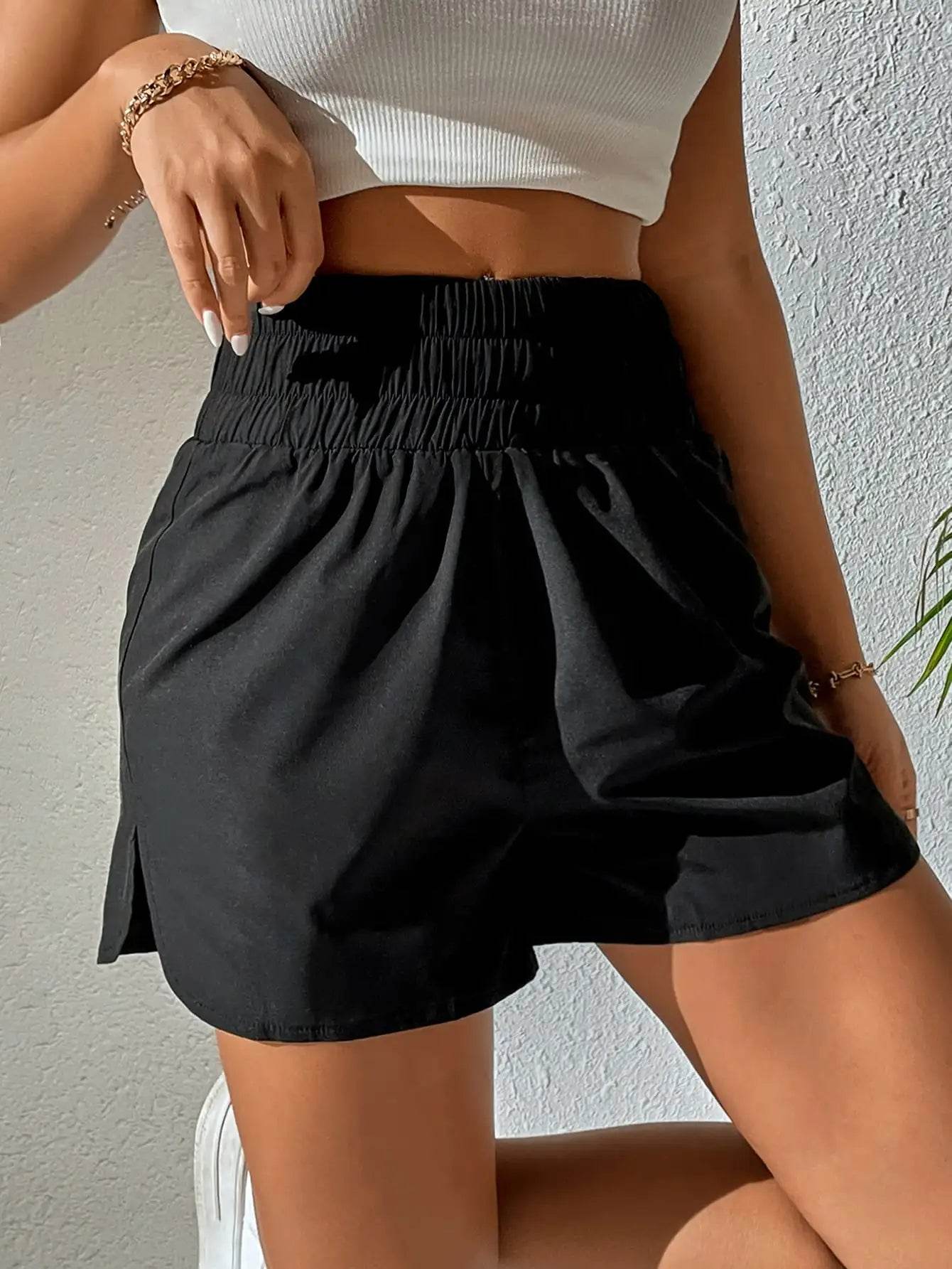Buy Center Women's Elastic Waist Sports Shorts - Summer Casual Style - Buy Center UK