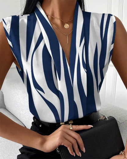 Buy Center Women's Elegant Sleeveless V-Neck Blouse for Summer - Buy Center UK