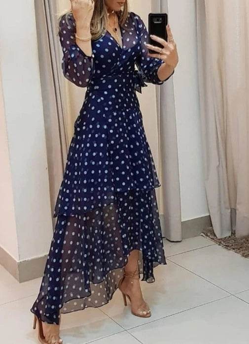 Buy Center Women’s Elegant Dress 2024 - V-Neck Irregular Print - Buy Center UK