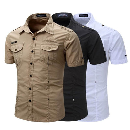 Plus Size 100% Cotton Cargo Shirt - Multi-Pocket Casual Style - Buy Center UK