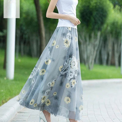 Elegant Floral Chiffon Skirt - Ankle Length for Spring & Summer - Buy Center UK