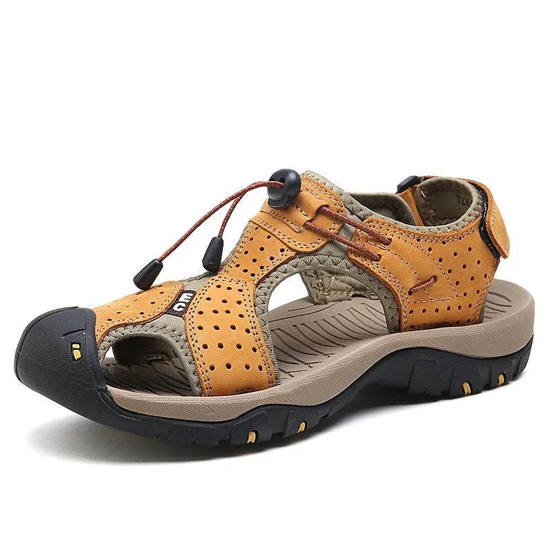 YBQJOO Genuine Leather Casual Shoes - Breathable Hiking Sandals for Men - Buy Center UK