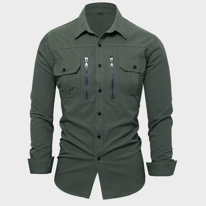 Buy Center Men's Outdoor Cargo Shirts - 100% Cotton, Multi Pocket - Buy Center UK