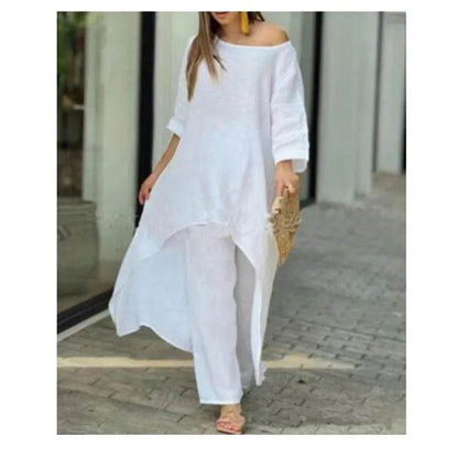 Buy Center Women's Summer Cotton Linen 2 Piece Set - Stylish & Comfortable - Buy Center UK