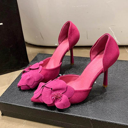 Buy Center Women's Spring Pointy Thin Heels with Flower Design - Buy Center UK