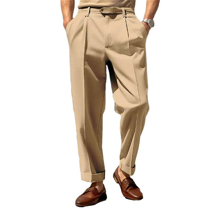 Buy Center Men's Solid Color Suit Pants - Mid Waist Casual Trousers - Buy Center UK
