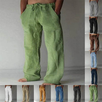 Men's Cotton Linen Casual Pants - Breathable Trousers for Streetwear - Buy Center UK