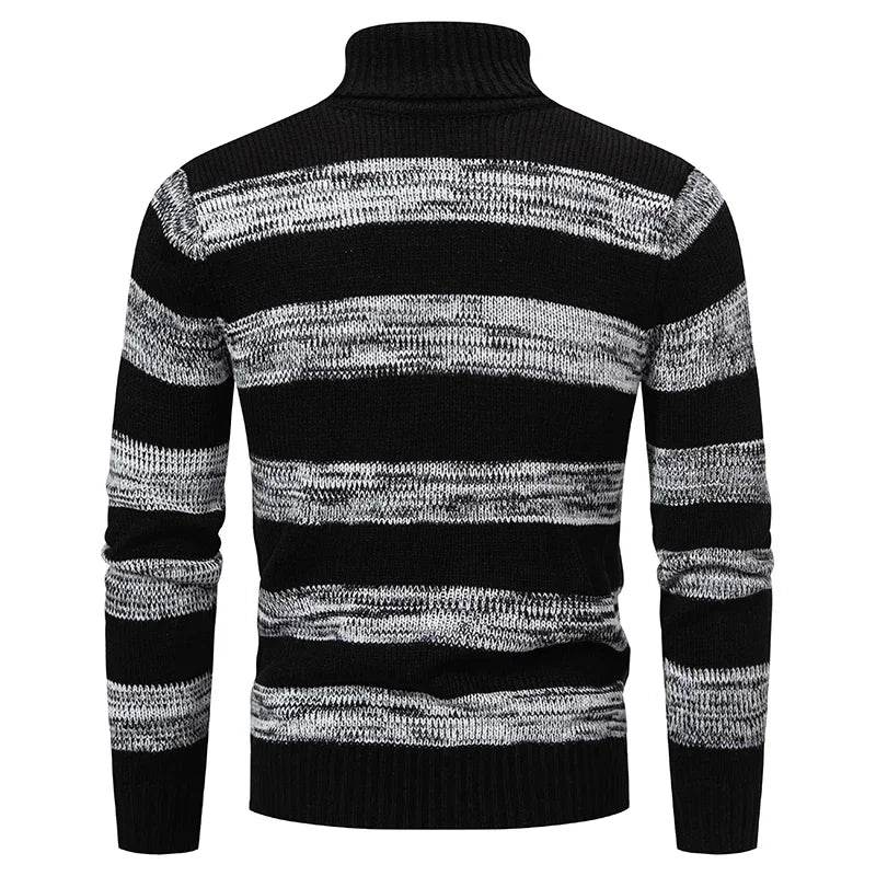 Buy Center High Neck Stripe Sweater - Slim Fit Long Sleeve Pullover - Buy Center UK