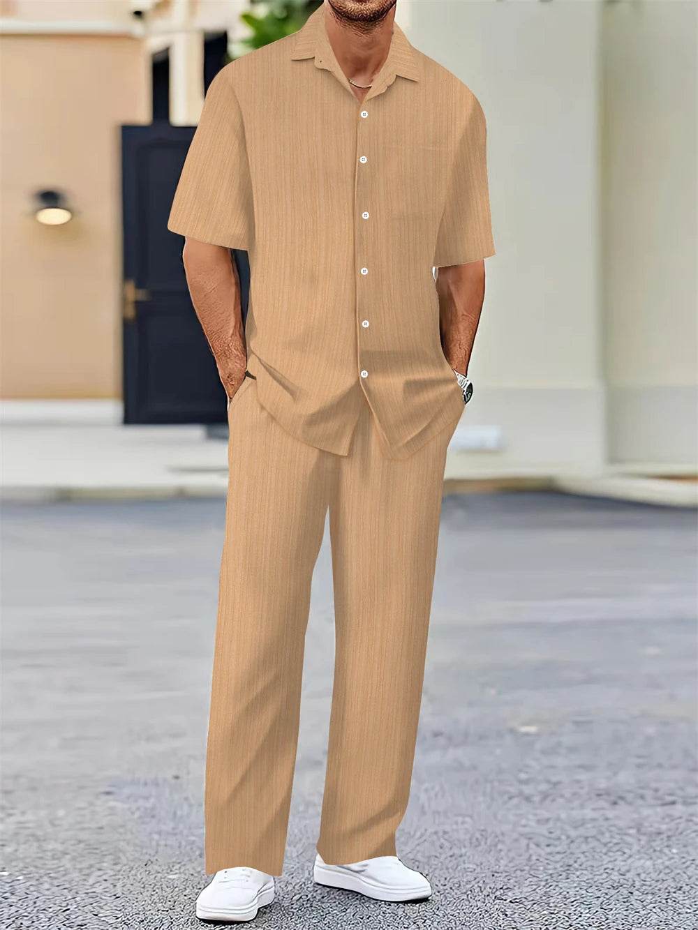 Buy Center Men's Summer Shirt and Pants Set - Classic Casual Style - Buy Center UK