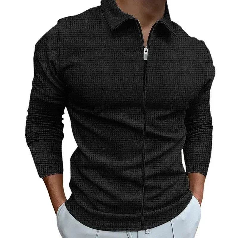 Buy Center Men's Lapel Zipper Jacket - Stylish Slim Fit Cardigan - Buy Center UK